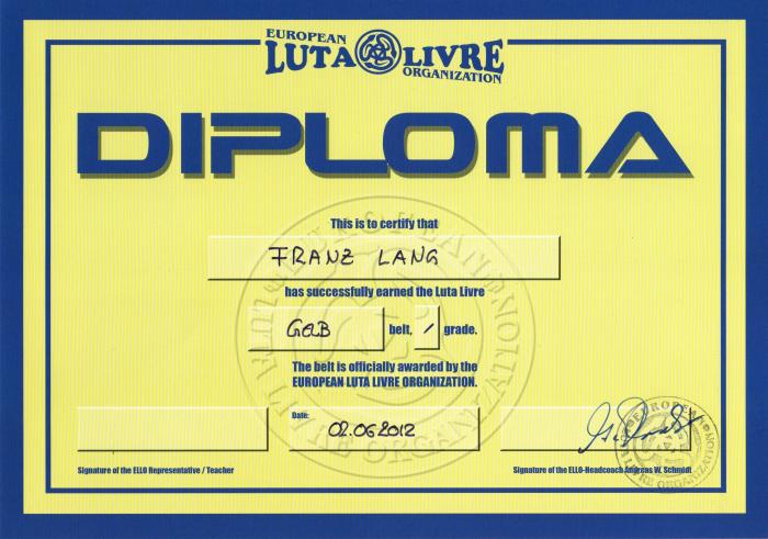 Yellow belt · June 2, 2012 · Promoted by Andreas Andyconda Schmidt