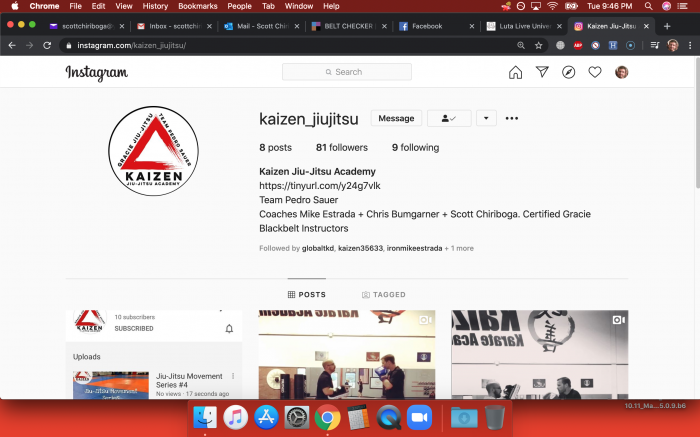 Kaizen Jiu-Jitsu Academy Instagram Page Listing Scott Chiriboga as a Coach