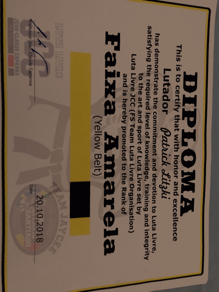 Yellow belt · October 20, 2018 · Promoted by Jaycee