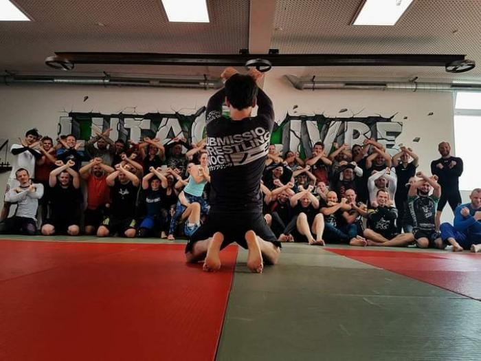 Me teaching a xguard Seminar at Dirty Weekend