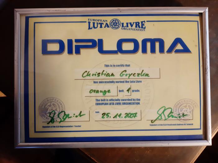 Orange belt · November 25, 2007 · Promoted by Andreas Schmidt