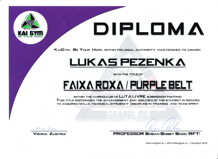 Purple belt · March 11, 2020 · Promoted by Bobby