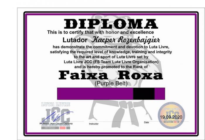 Purple belt · September 19, 2020 · Promoted by Jaycee