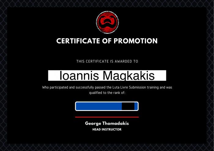 Blue belt · February 1, 2011 · Promoted by Sombra