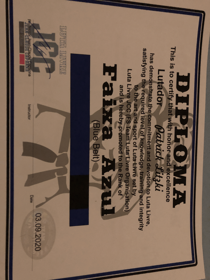 Blue belt · September 3, 2020 · Promoted by Jaycee