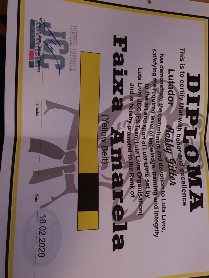 Yellow belt · February 18, 2020 · Promoted by Jaycee