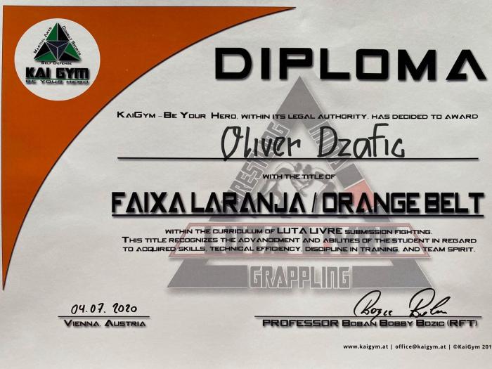 Orange belt · July 4, 2020 · Promoted by Bobby
