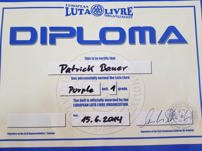 Purple belt · June 15, 2014 · Promoted by Andreas Schmidt