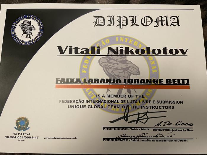 Orange belt · November 7, 2021 · Promoted by Andreas De Cicco