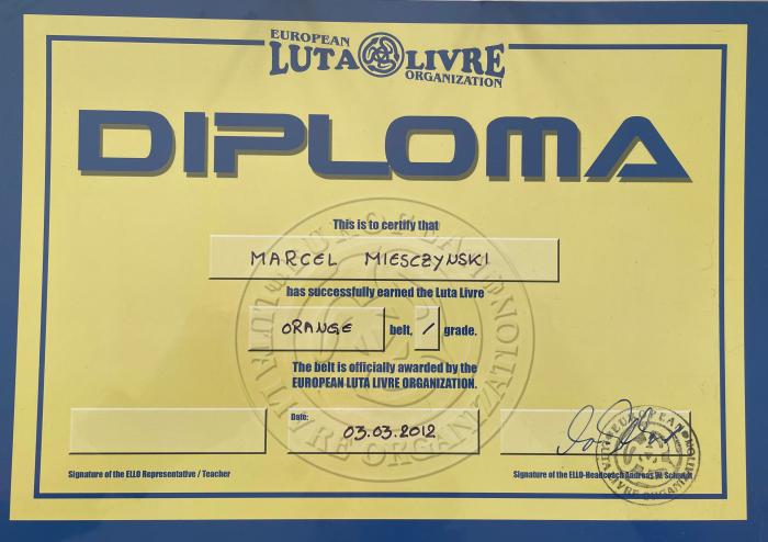 Orange belt · March 3, 2012 · Promoted by Andreas "Andyconda" Schmidt