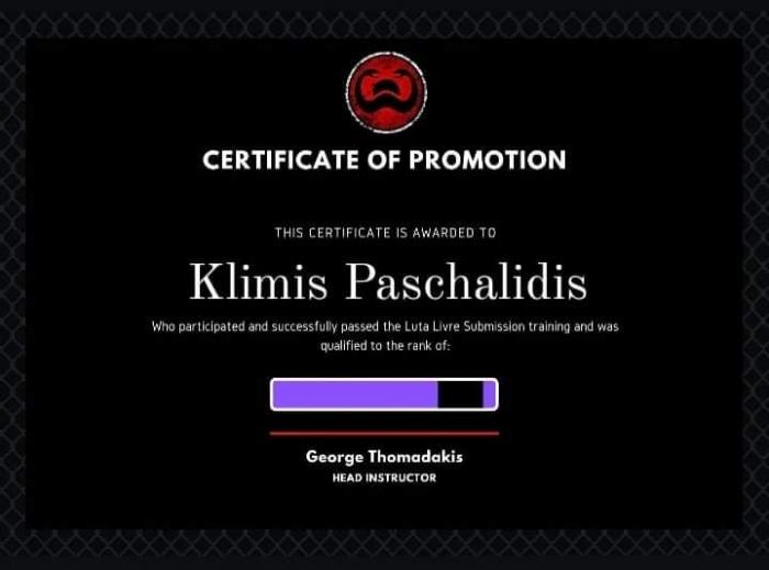 Purple belt · December 24, 2021 · Promoted by Sombra