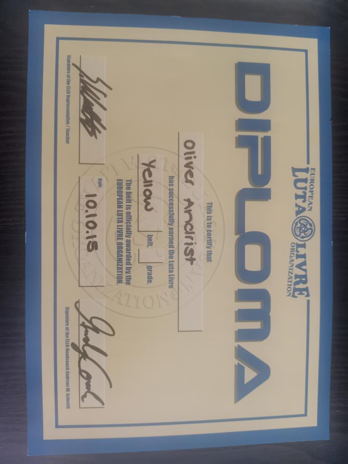 Yellow belt · October 10, 2015 · Promoted by Andreas W. Schmidt