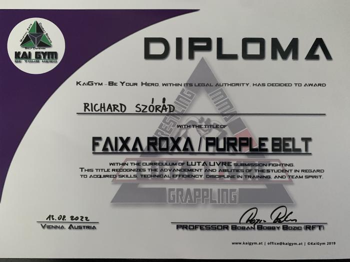 Purple belt · August 13, 2022 · Promoted by Bobby