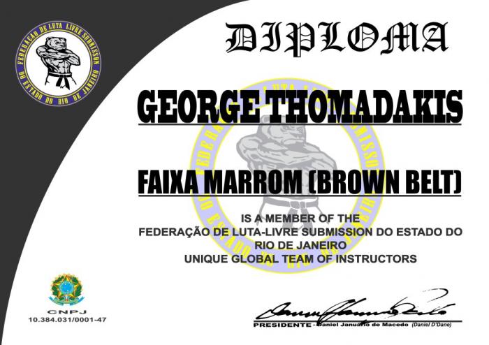 Brown belt · December 10, 2011 · Promoted by Daniel D‘Dane