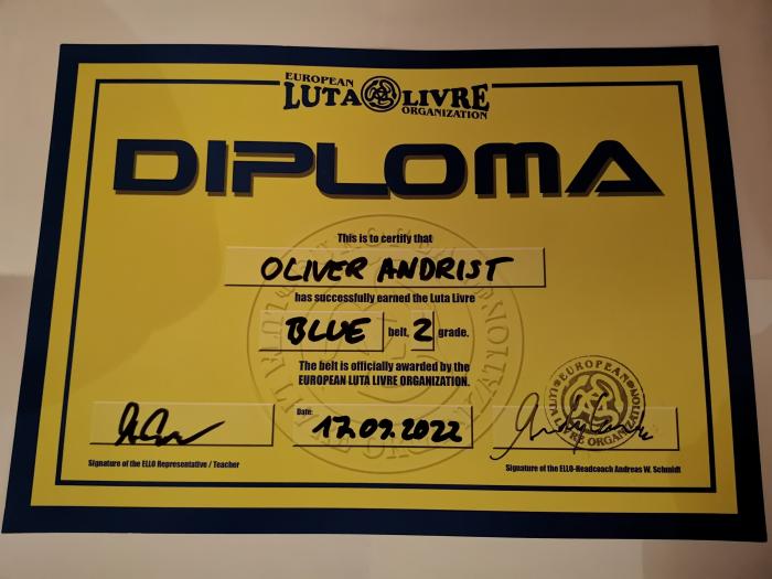 Blue belt · September 17, 2022 · Promoted by Andreas W. Schmidt