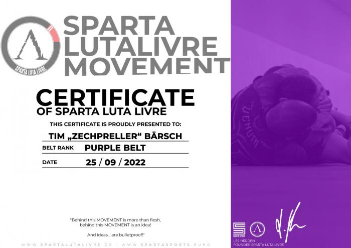Purple belt · September 25, 2022 · Promoted by Les