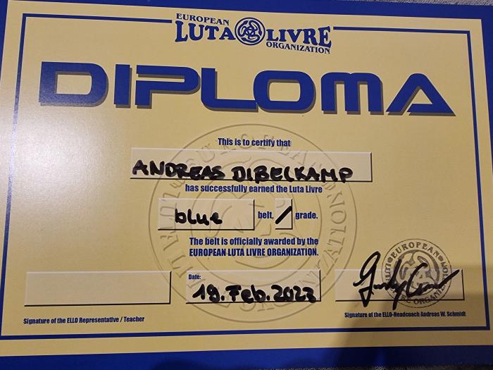 Blue belt · February 19, 2023 · Promoted by Andreas 'Andyconda' Schmidt