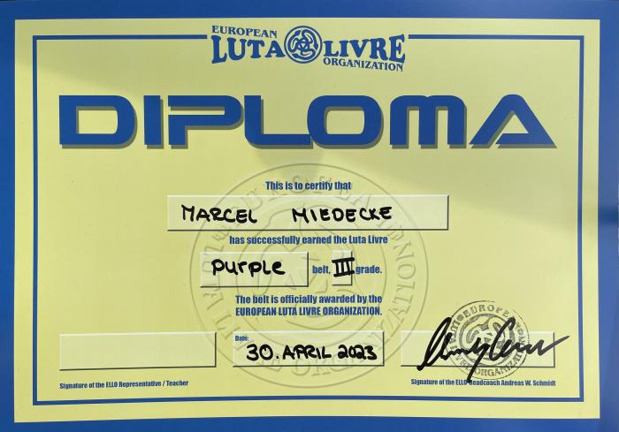 Purple belt · April 30, 2023 · Promoted by Andreas "Andyconda" Schmidt