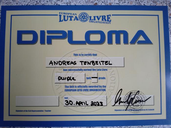 Purple belt · April 30, 2023 · Promoted by Andreas Schmidt