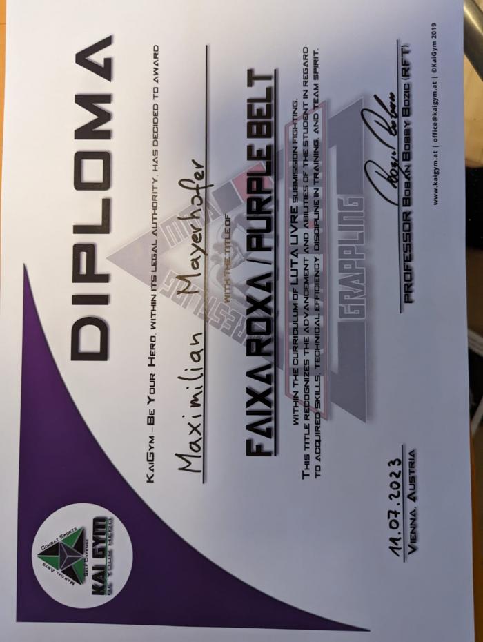 Purple belt · July 11, 2023 · Promoted by Bobby