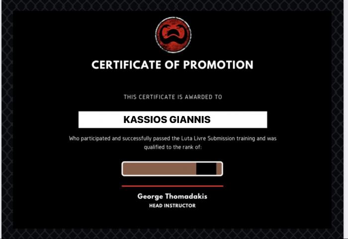 Brown belt · July 26, 2023 · Promoted by Sombra