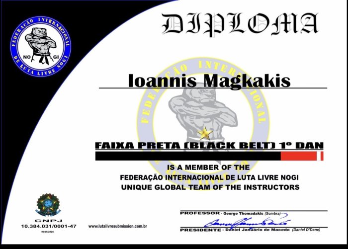 Black belt 1st degree · June 5, 2026 · Promoted by Daniel D’Dane